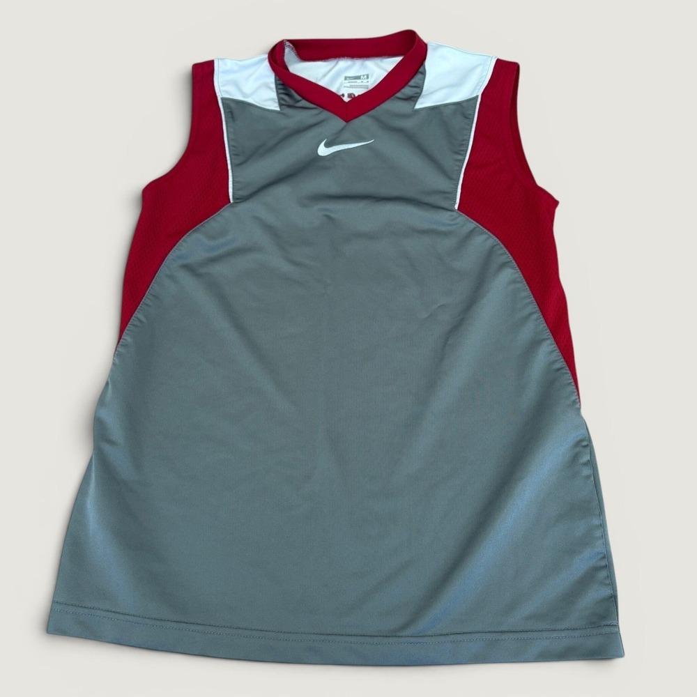 Nike Flight Basketball Jersey Grey Red Tank Top Kids Medium 341383-009